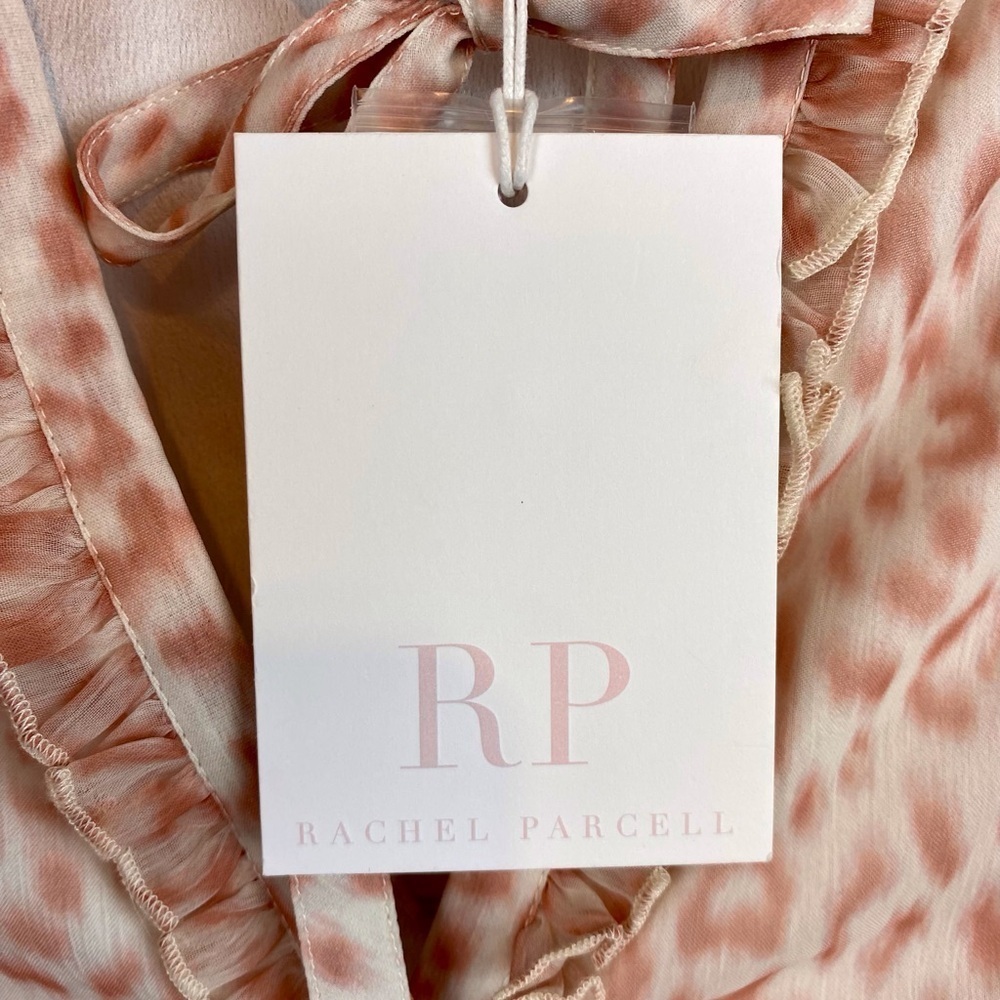 NWT Rachel Parcell Lace Sleeve Ruffle Mini Dress in Pink Leopard Size Large. - Picture 5 of 11